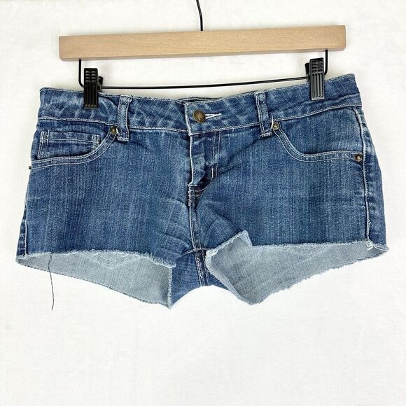 Rue21 Pants - Vintage Rue 21 Y2K Low Rise Micro Mini Denim Shorts Size 5/6 Cutoff Embroidered
